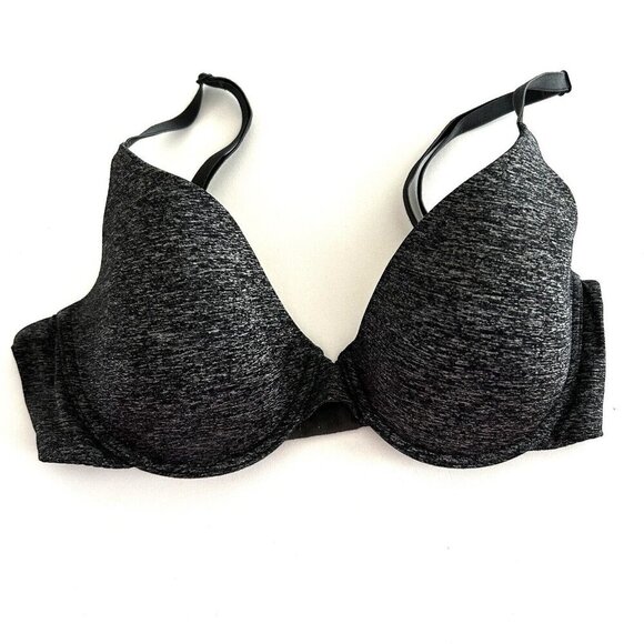 Victoria's Secret 32D Uplift Semi Demi Bra Heather Space Dye Black Convertible - Picture 1 of 6